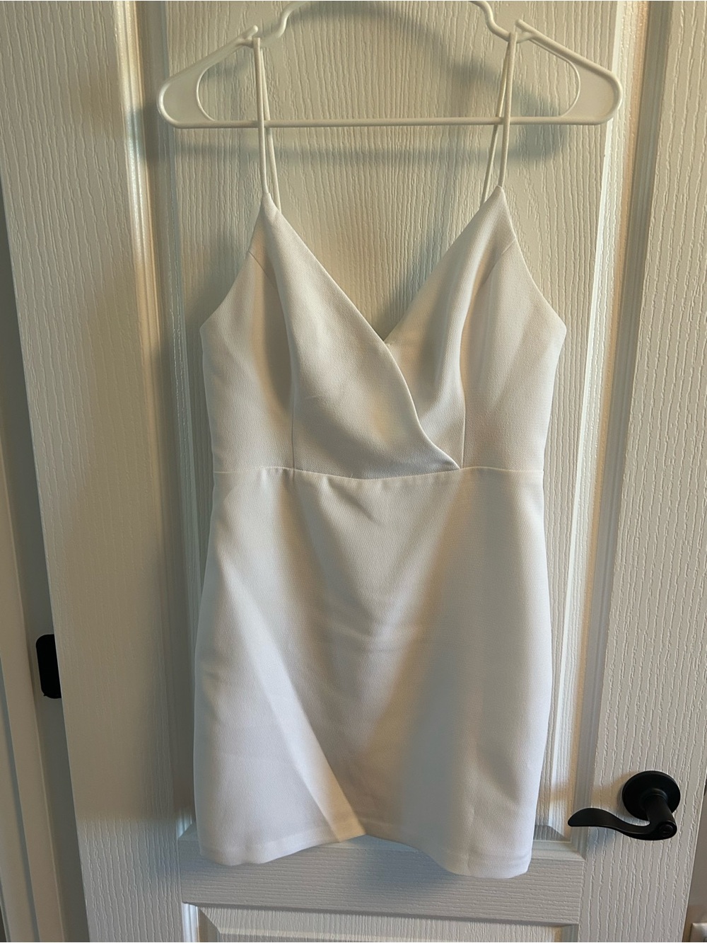 BCBGeneration White V-Neck Spaghetti Strap Mini Dress